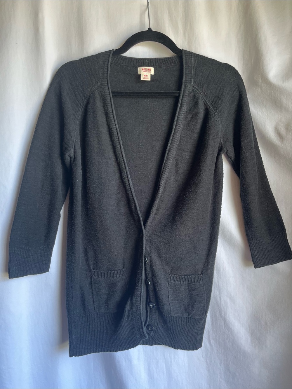 Mossimo Supply Co. Black Long Women's Cardigan missing top button y2k